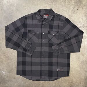 Troll Co Dirty Hands Buffalo Plaid Pearl Snap Western Flannel Shirt
